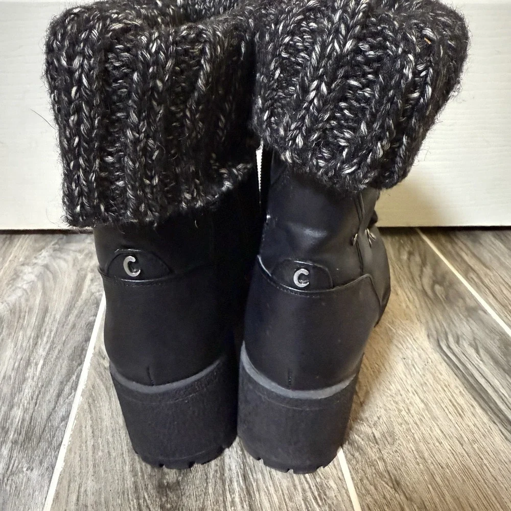 Circus By Sam‎ Edelman Women's Ankle Boots Y2K Combat Chunky Heel Knit Cuff 8M